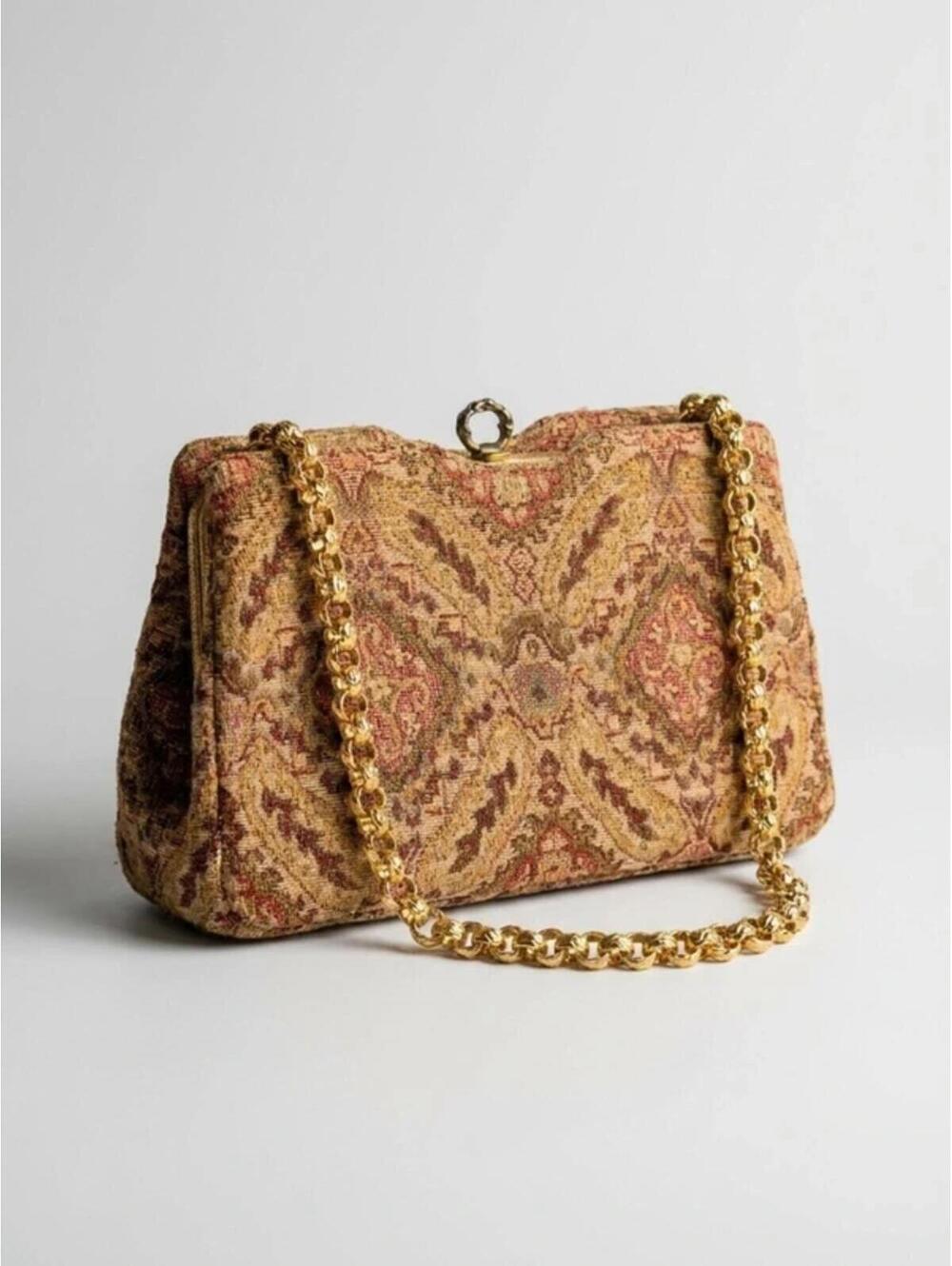 Morris Moskowitz VintageTapestry ShoulderBag with Gold Chain‎ Heritage